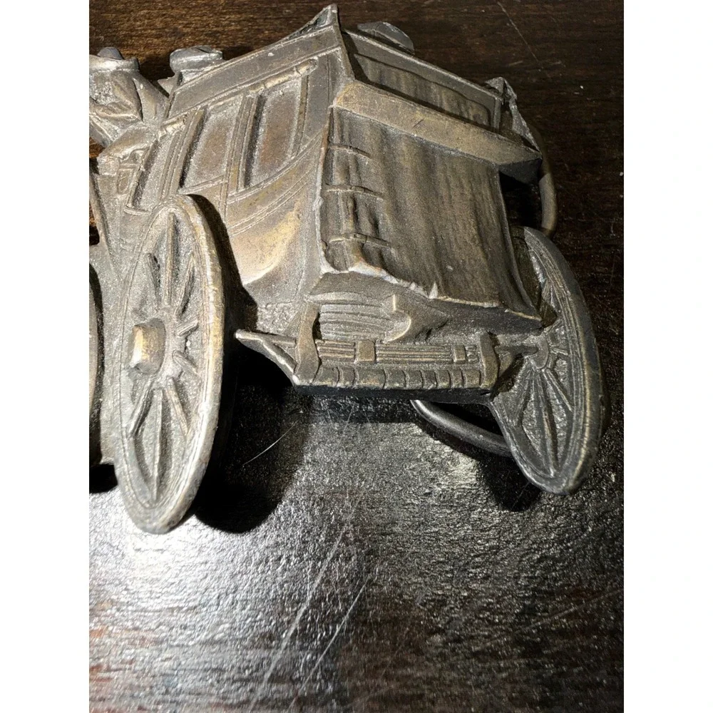 Vintage‎ 1979 Bergamot Brass Works Western Stagecoach Horse Belt Buckle Made USA